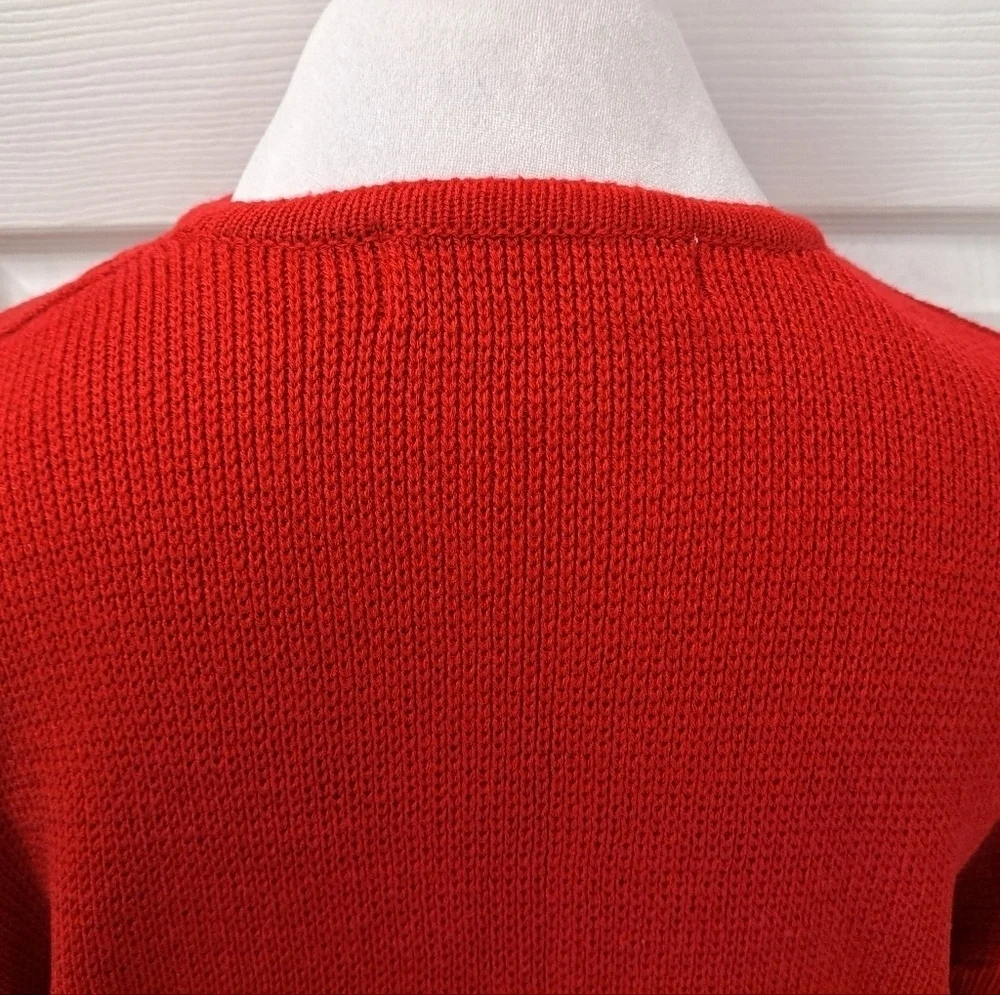COPY - Vintage Crystal Kobe Red Knit Cardigan With Embroidered Flowers Size XL